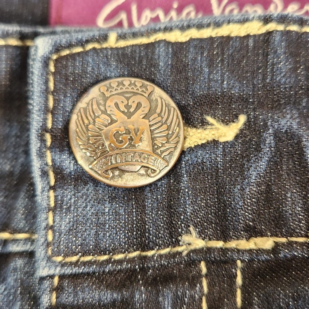 Gloria Vanderbilt Stretch Jeans Size 6 Blue Cropped Leg Embelished Pockets - Picture 6 of 13